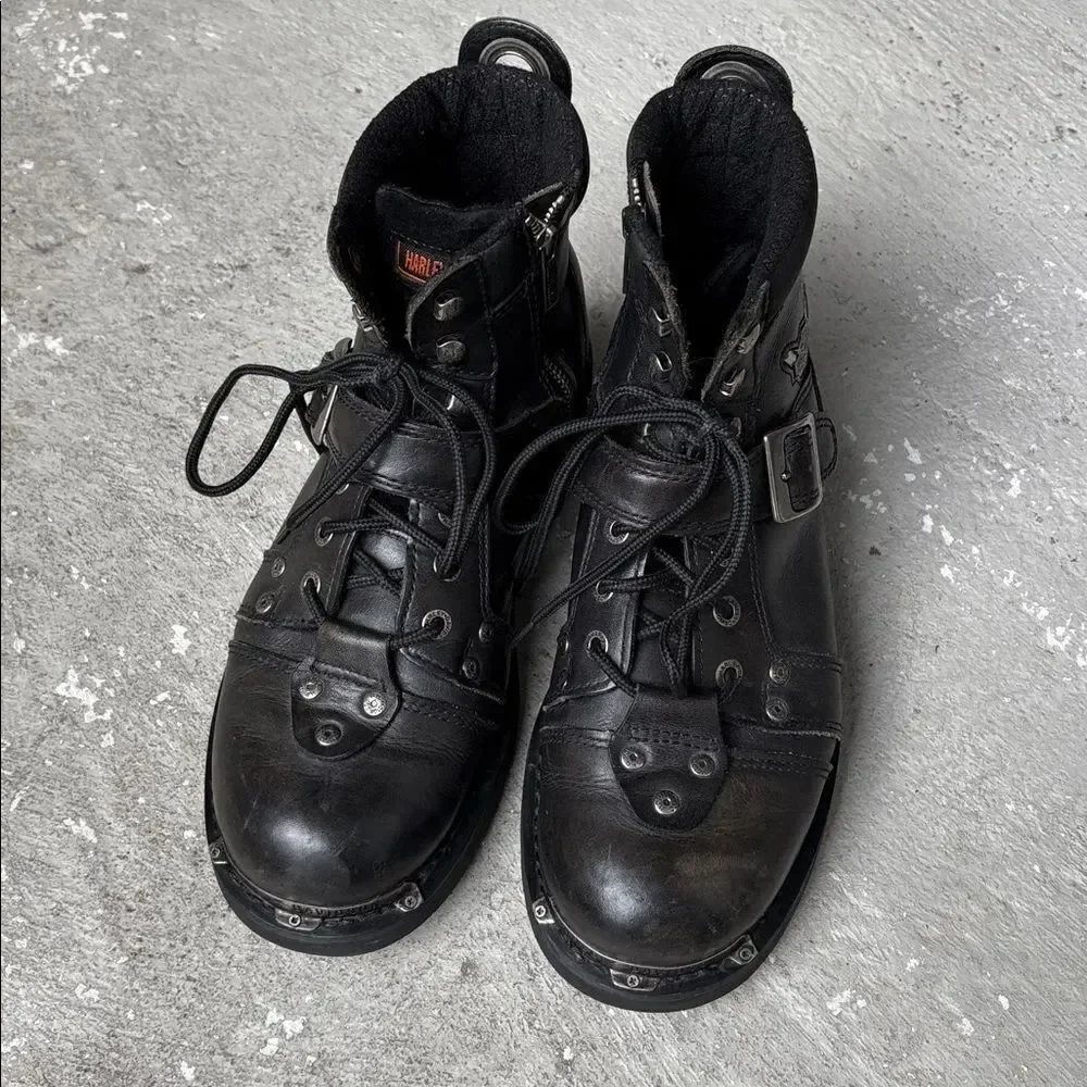 Vintage Harley Davidson, biker boots